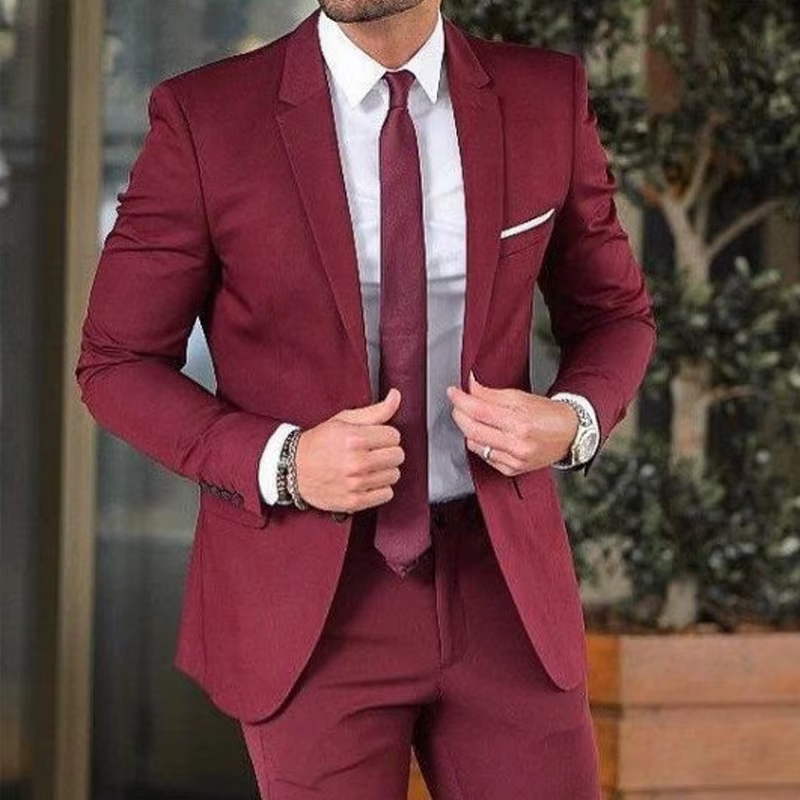 Maroon Colored Men's Slim Fit Casual Blazer